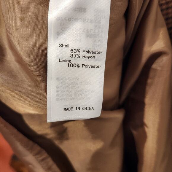 Moussy Checkered puff sleeve brown midi dress size small - Picture 8 of 8